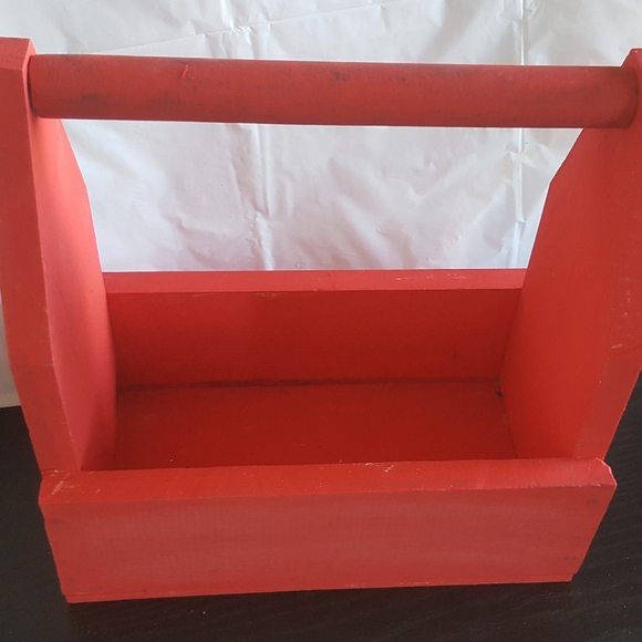 Rustic farmhouse red wood toolbox versatile piece - Picture 2 of 2